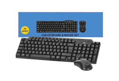 Wired Multimedia Keyboard and Mouse Combo Set, USB Plug and Play