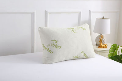 Memory foam pillows Cover 100% polyester bamboo finish.  Filling 100% polyester.