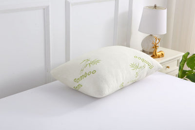 Memory foam pillows Cover 100% polyester bamboo finish.  Filling 100% polyester.