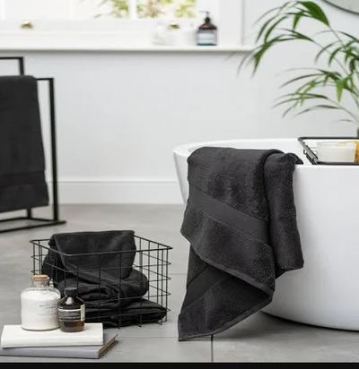 1Pc Black Hand Towel Pure Cotton 350GSM