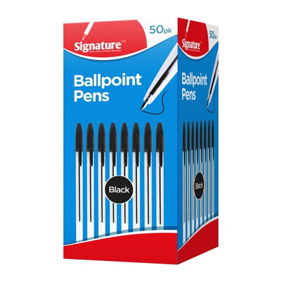 50 x BLACK ORIGINAL MEDIUM BALLPOINT PENS BALL POINT