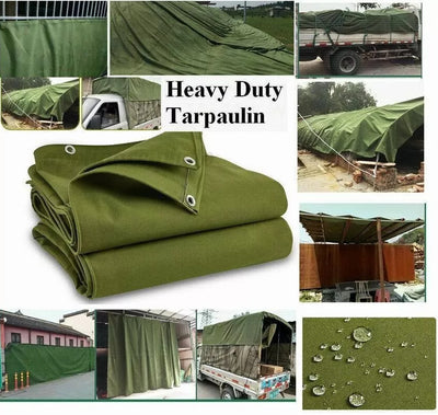 Heavy Duty Waterproof Canvas Tarpaulin Cotton Tarp Car Boat Cover Ground Sheets