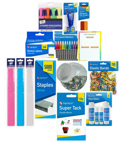 95 Pcs Stationery Set school Marker Pen tack elastic bands pins glue stapler