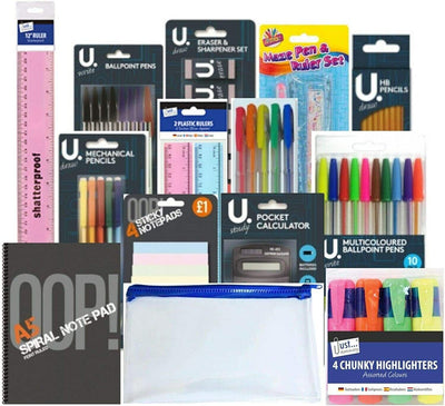 63 Pcs Back to School Value Stationery Set And Maths Set Pens Pencils Calculator