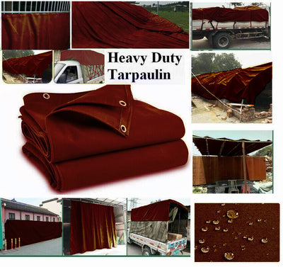 Waterproof Canvas Tarpaulin Roof Protection Building Work Covers Shelter Outdoor