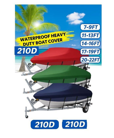 5FT-30FT Waterproof Boat Speedboat Cover Heavy Duty Fish Ski V-Hull Marine